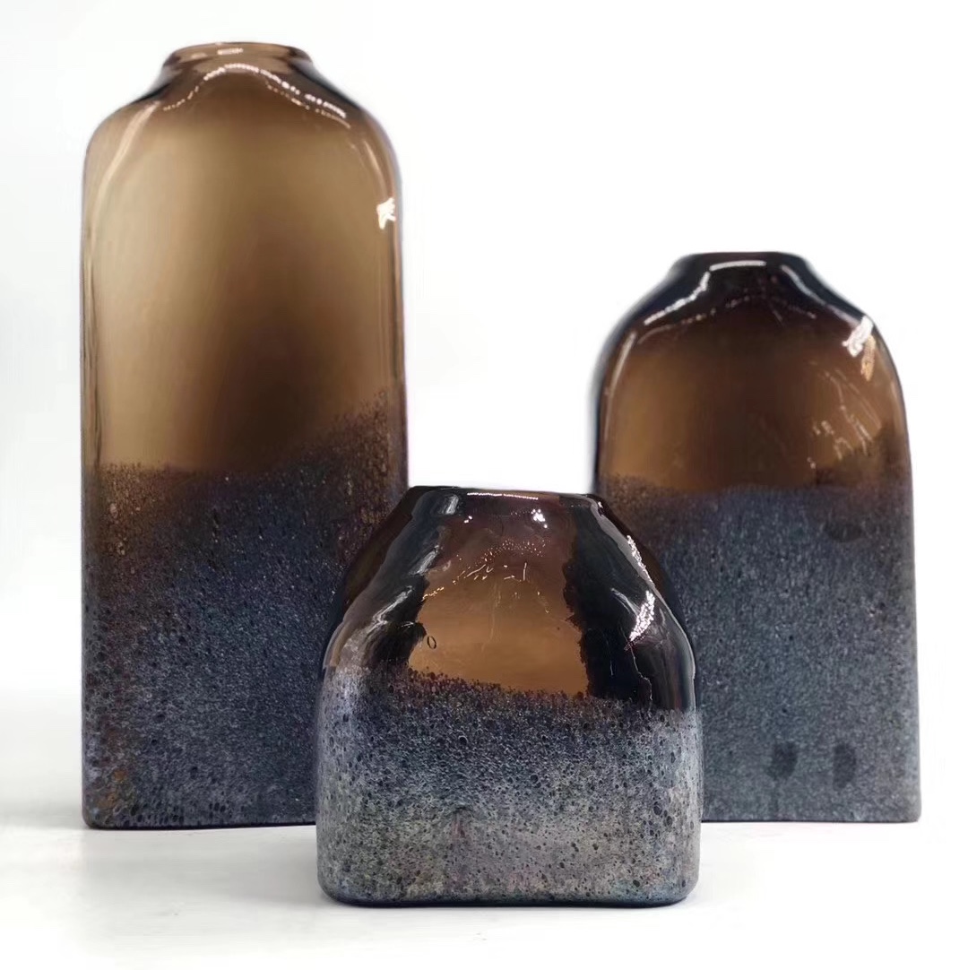 Nordic-style transparent glass craft vases, living room, bedroom, entrance hall flower arrangements, preserved flowers, dried flowers, decorative glass bottles