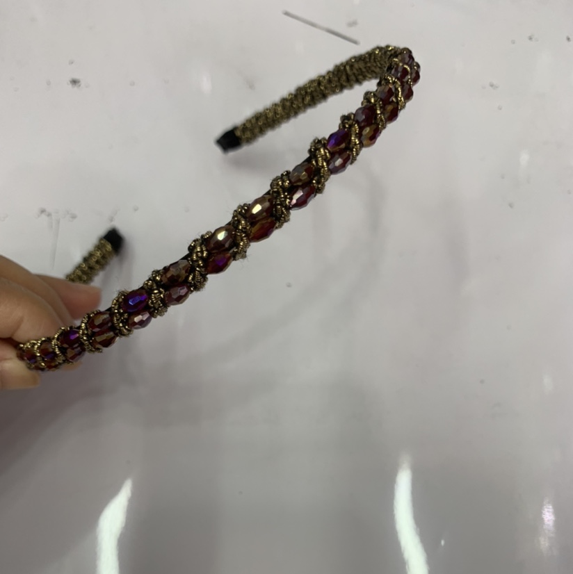 Doble fila de arroz beads hebilla de cabeza tendencia de moda versátil Señora Simple tocados aro de pelo venus adornos