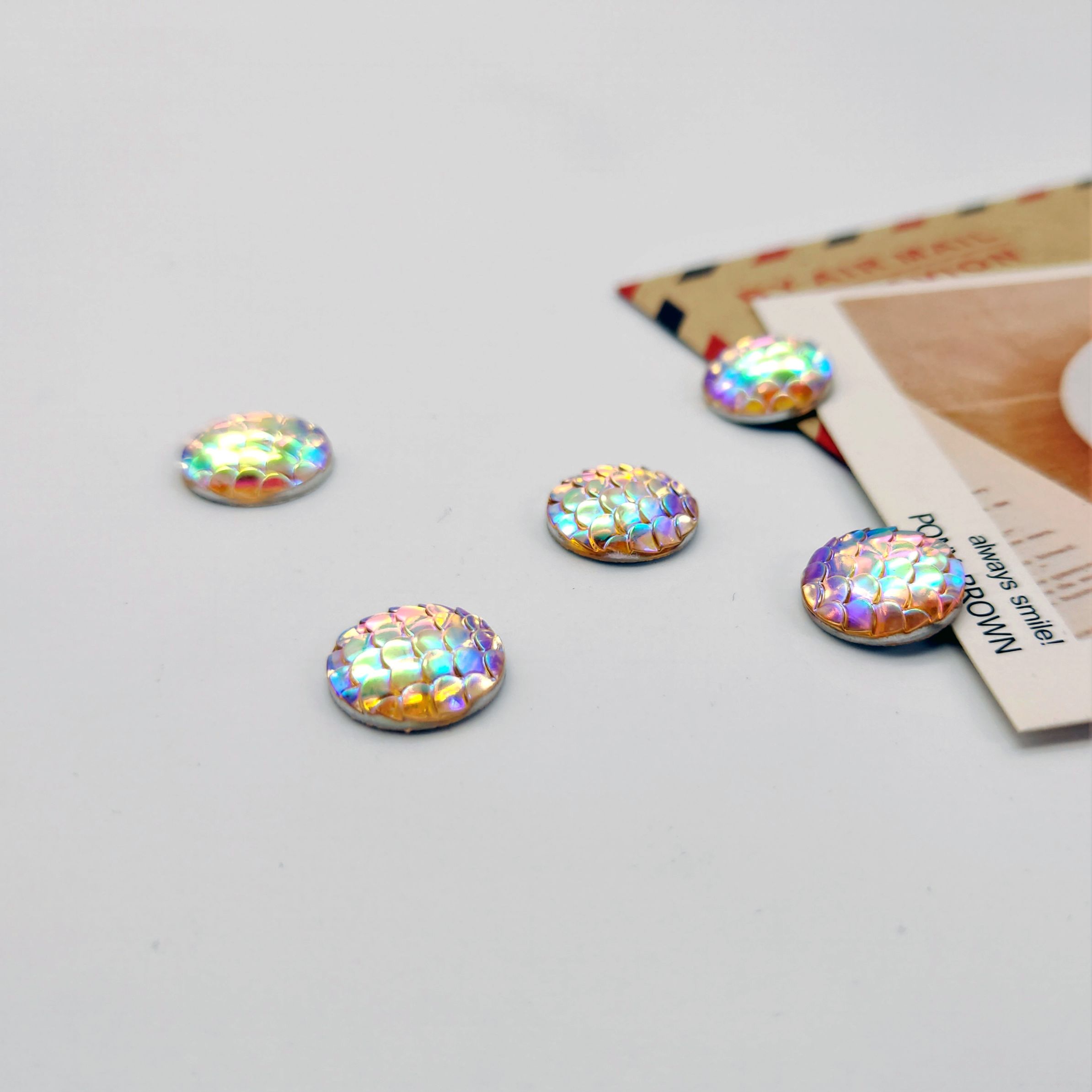 Resin round fish scale 12mm ring face, handcrafted diy hairpins, earrings, accessories, Hanfu accessories undefined