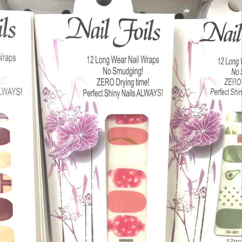 Pink flowers self-stick manicure stickers
