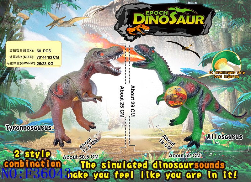 Two hybrids (Tyrannosaurus Rex, Allosaurus)