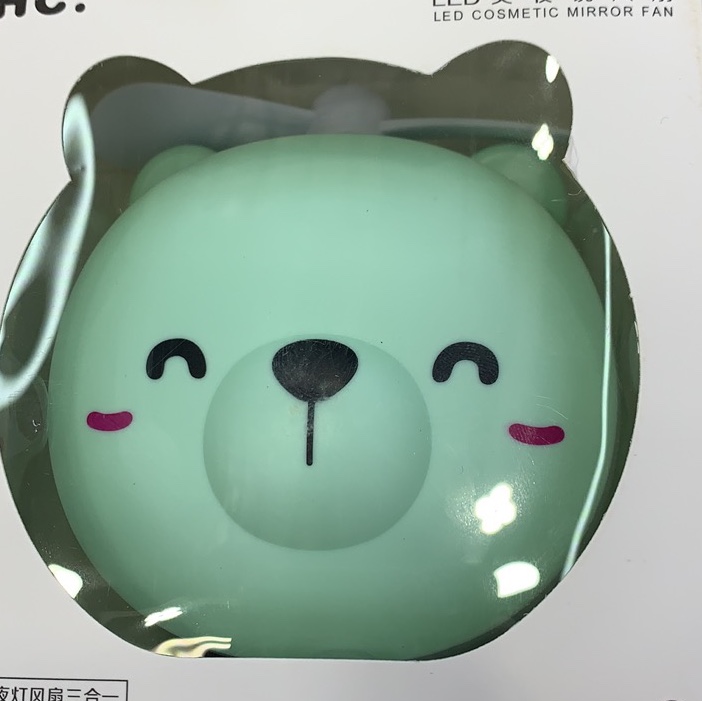 灯光小熊化妆镜风扇