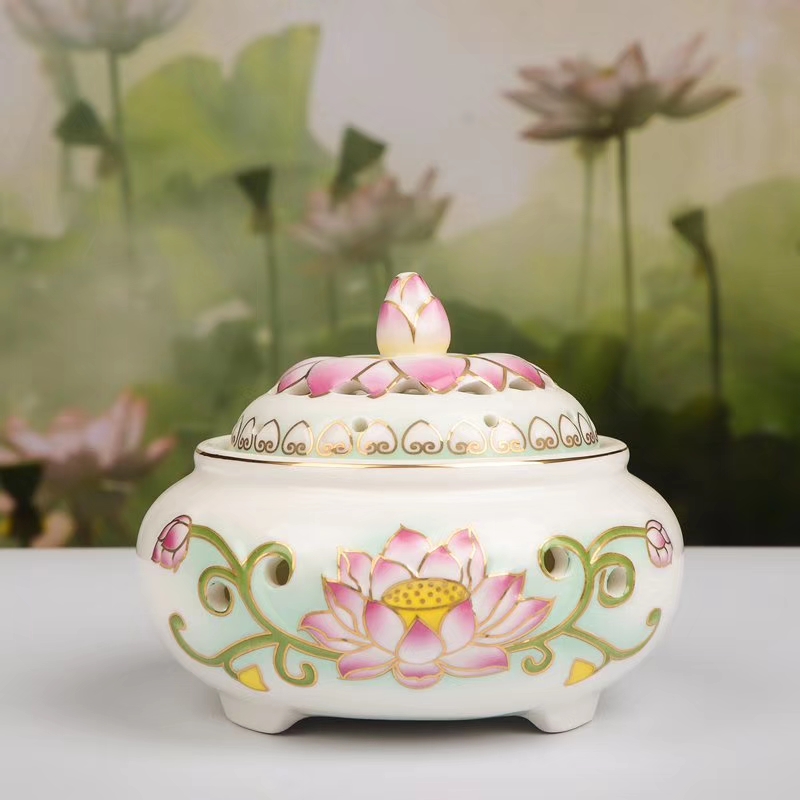 A 4.5-inch relief incense burner of Xiangrui Buddhist ritual details Picture