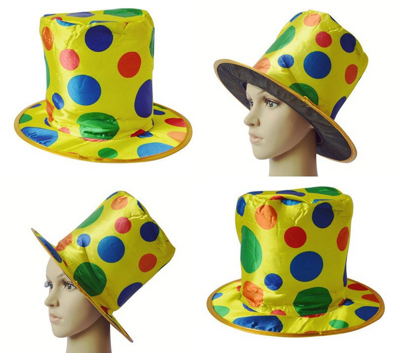 Halloween supplies, dance party costumes, stage performance props, clown costumes, clown hats, top hats, and magician hats Item Picture