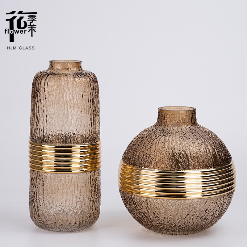 Ins-style Nordic minimalist glass vases, gilded vases, indoor decorative items in stock for wholesale Item Picture