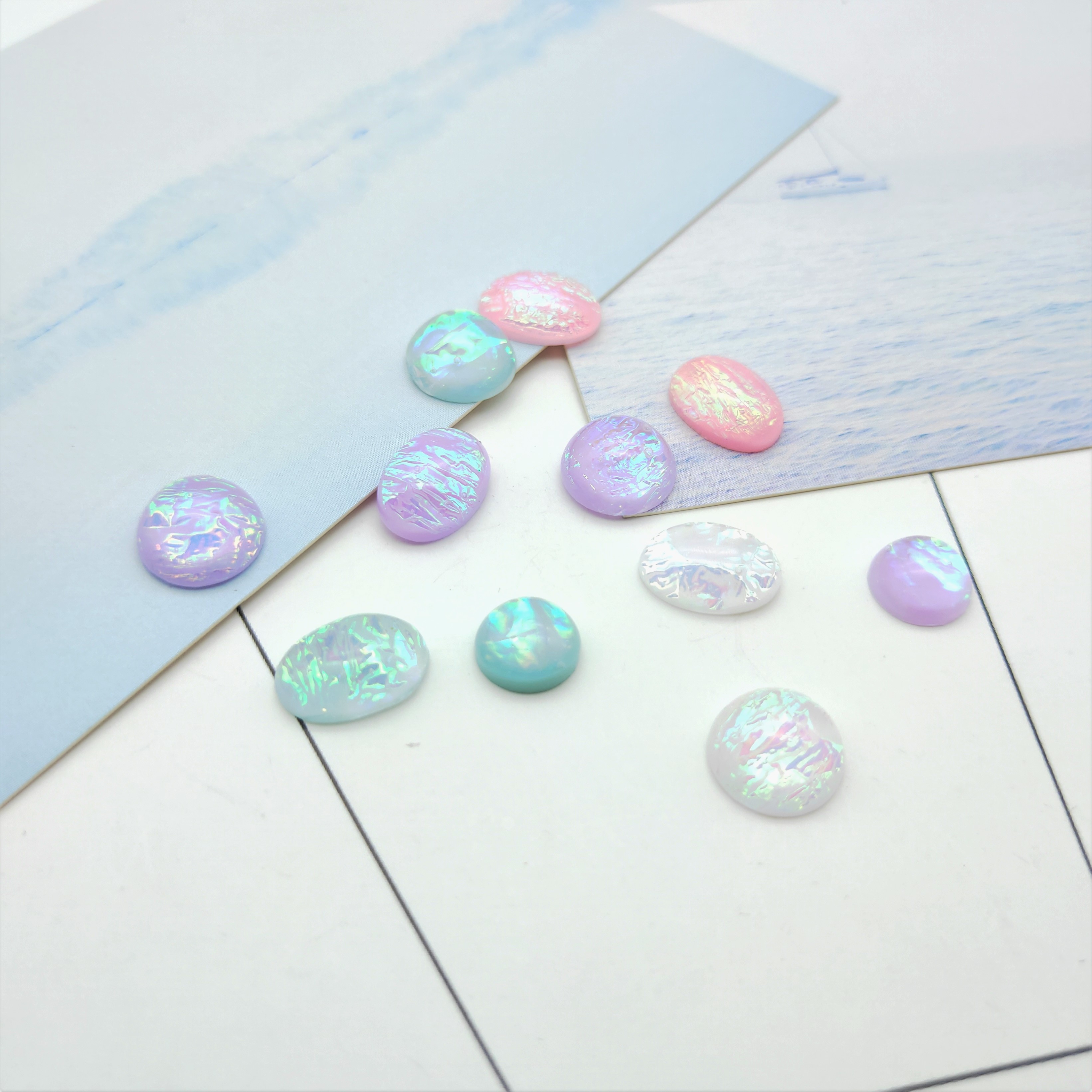 Resin semi-circular dreamy color paper patch multi-color inlay material diy earrings, hairpins, pendants, necklace accessories detail image 1