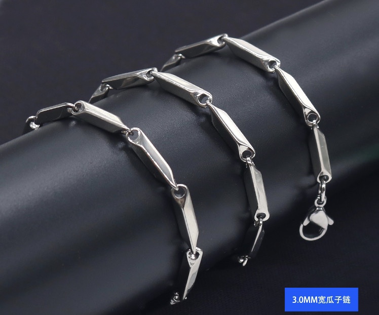 Retro fashion melon seed necklace titanium steel personality accessories