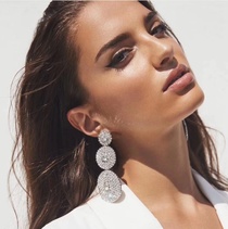 Versatile jewelry earrings European and American exaggerated temperament talon chain shiny earrings earrings drop thin face long