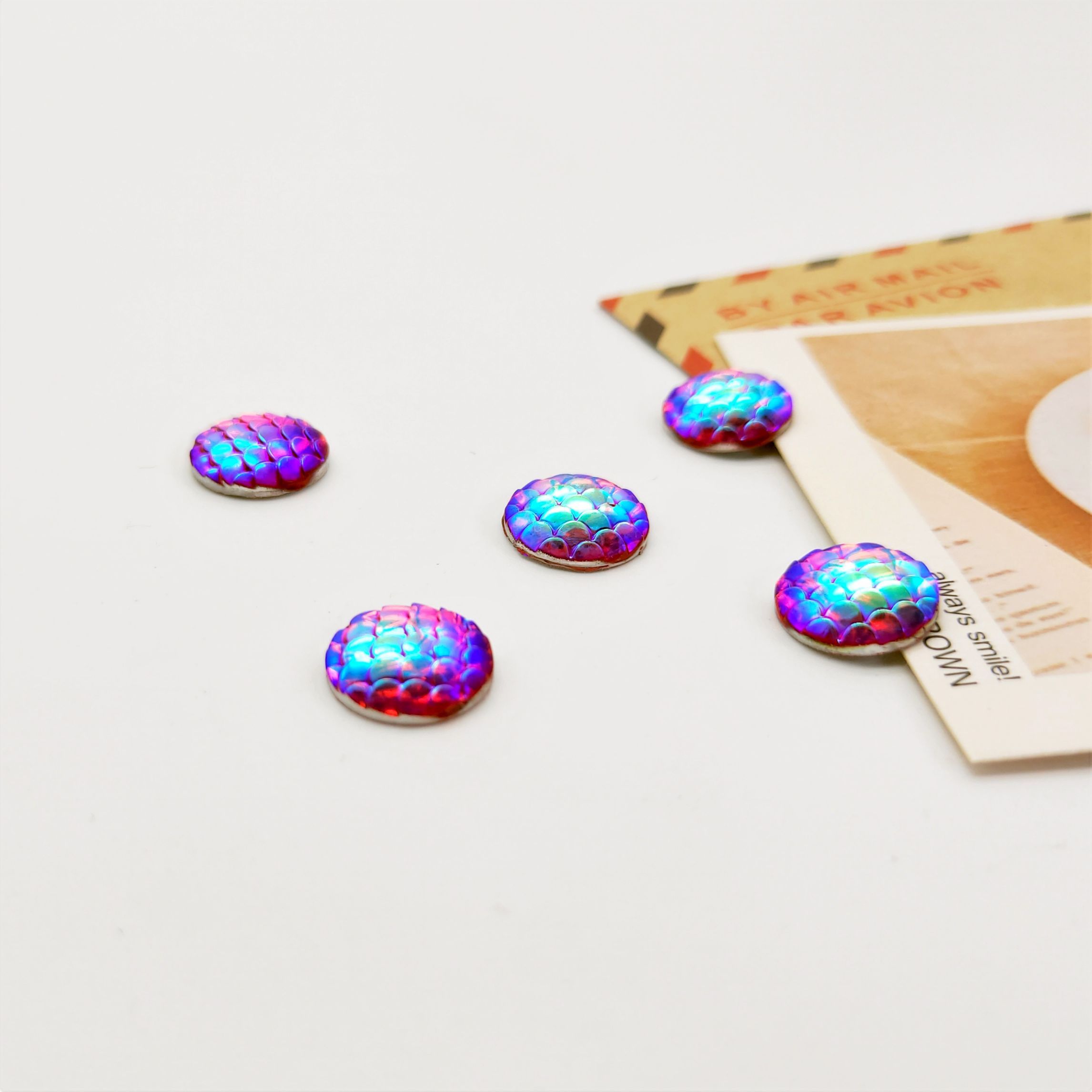 Resin round fish scale 12mm ring face, handcrafted diy hairpins, earrings, accessories, Hanfu accessories undefined