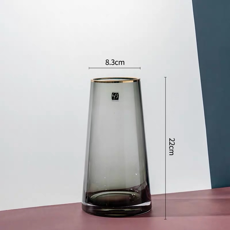 Simple Nordic-style hand-gilded transparent glass vases, creative flower arrangement decorative items, factory direct sales and wholesale details Picture