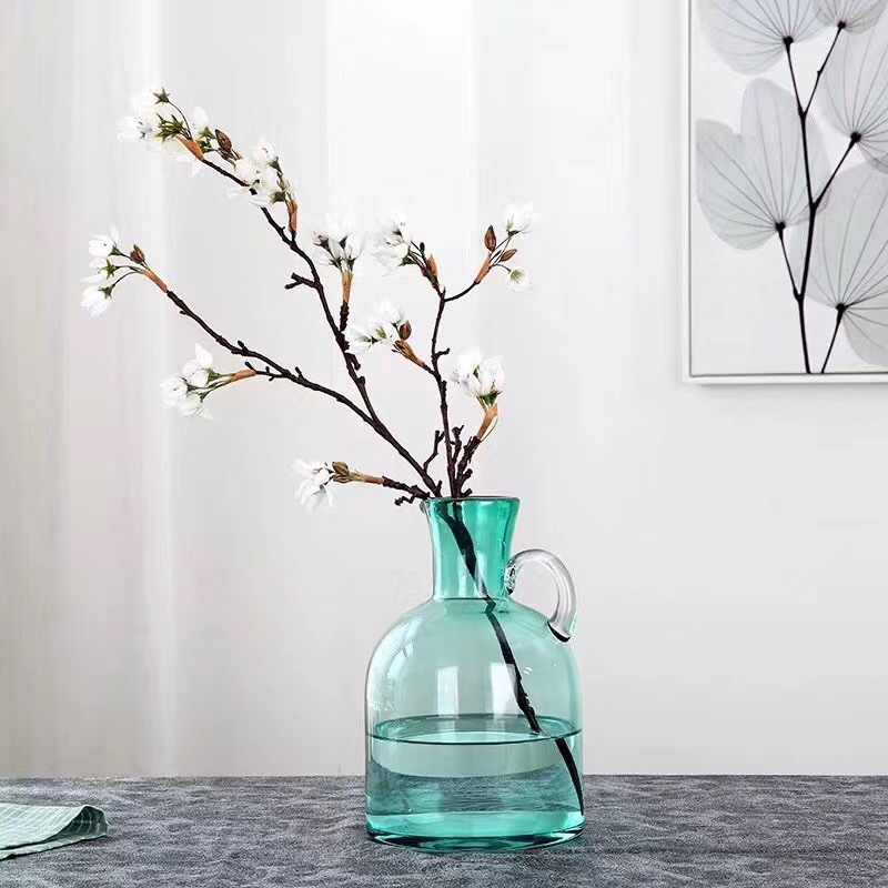 简约透明玻璃花瓶摆件家居客厅插花北欧创意干花器