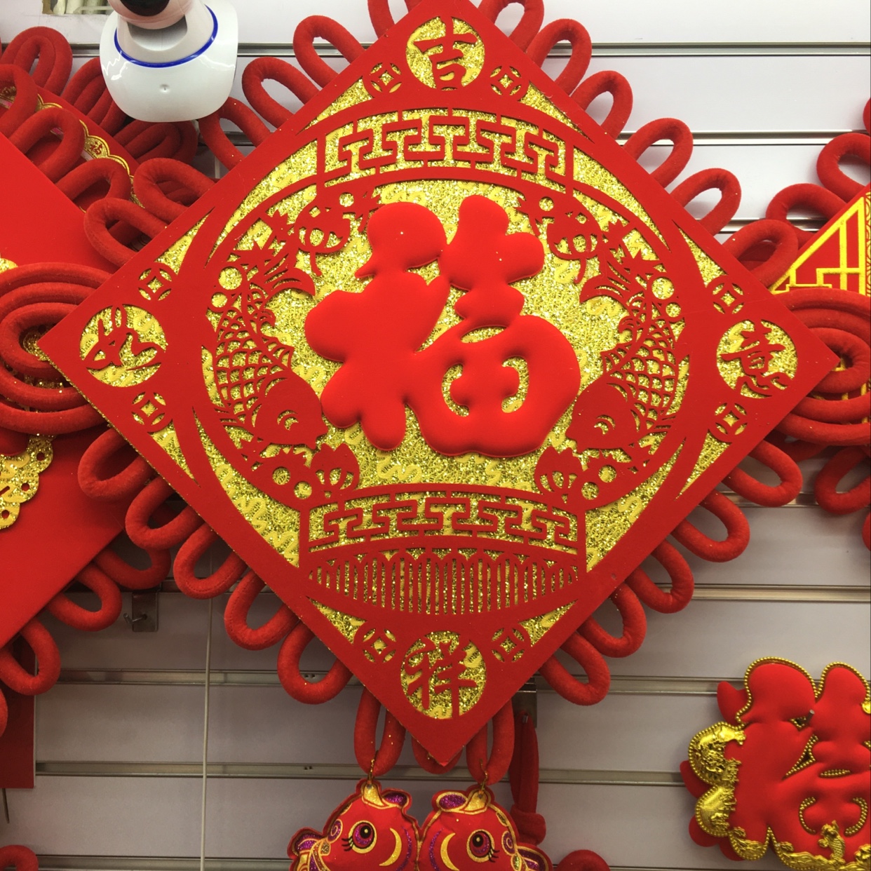 50号串花灯笼双鱼挂鱼喜庆节庆婚庆用品乔迁新居绒布