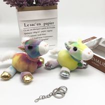 Original creativity bell dazzle color horse plush toy key chain pony pendant sweethearts hanging ornaments fine doll figures
