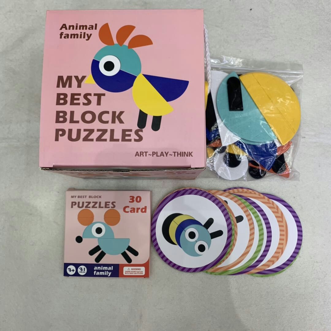 Geometric animal puzzles in wooden boxes thumbnail
