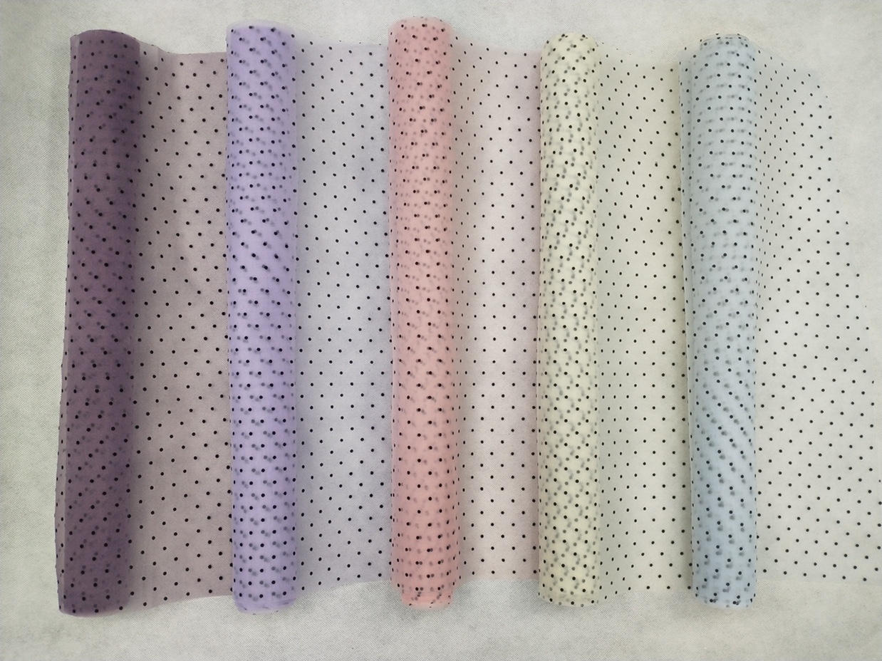 Wedding decoration wrap cloth roll, new style bubble mesh flocking pattern, gift wrapping decoration, 48cm×5 yards, 60 pieces per piece thumbnail
