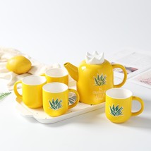 菠萝陶瓷冷水壶聚会家用创意菠萝头盖带托盘花茶具定制批发