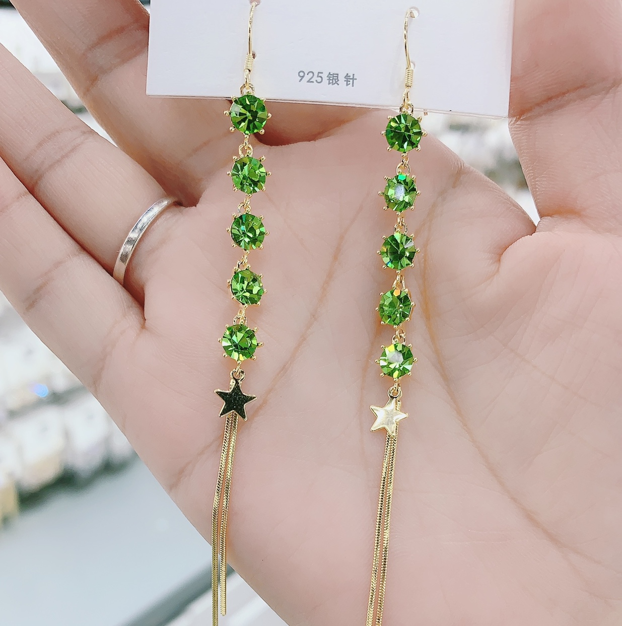 Stylish Long Crystal Earrings details Picture