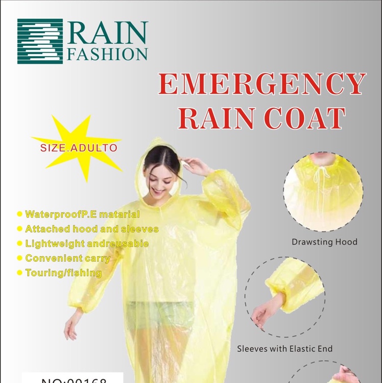 Disposable PE raincoat with headgear