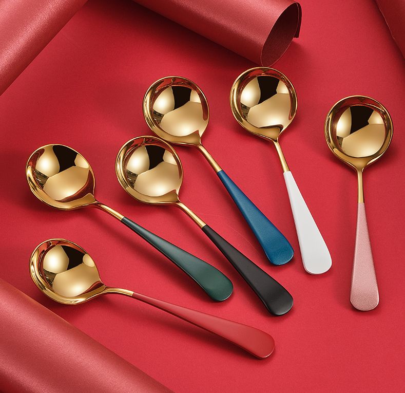 304 stainless steel colorful internet-famous small soup spoon/watermelon spoon/dessert spoon