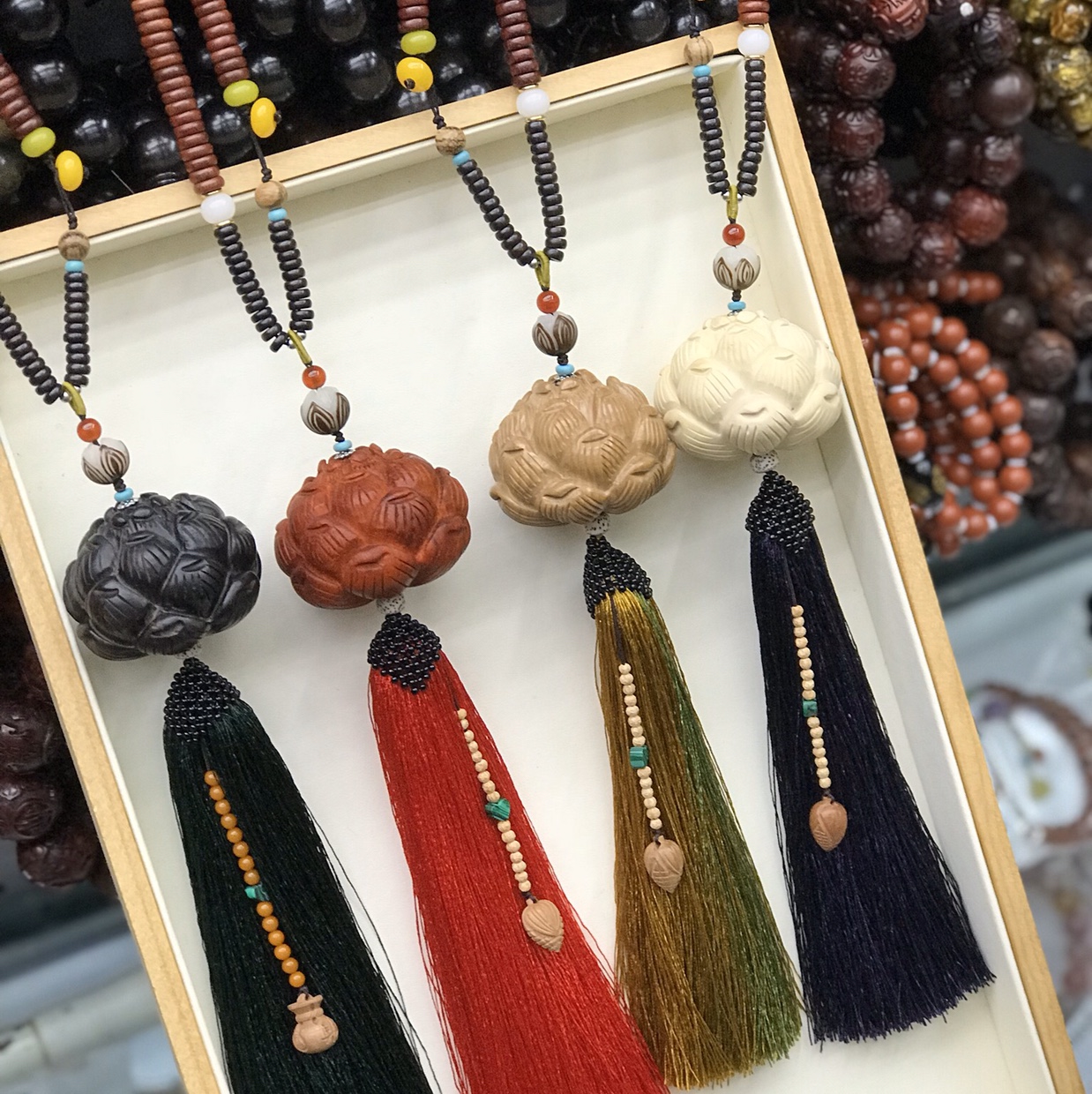 46 Wooden lotus bud pendant