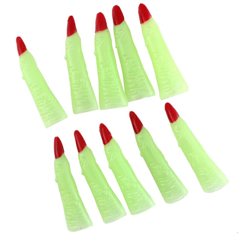 Halloween costume party supplies Zombie witch finger cots Witch nail props Fake nail covers Luminous nails Item Picture