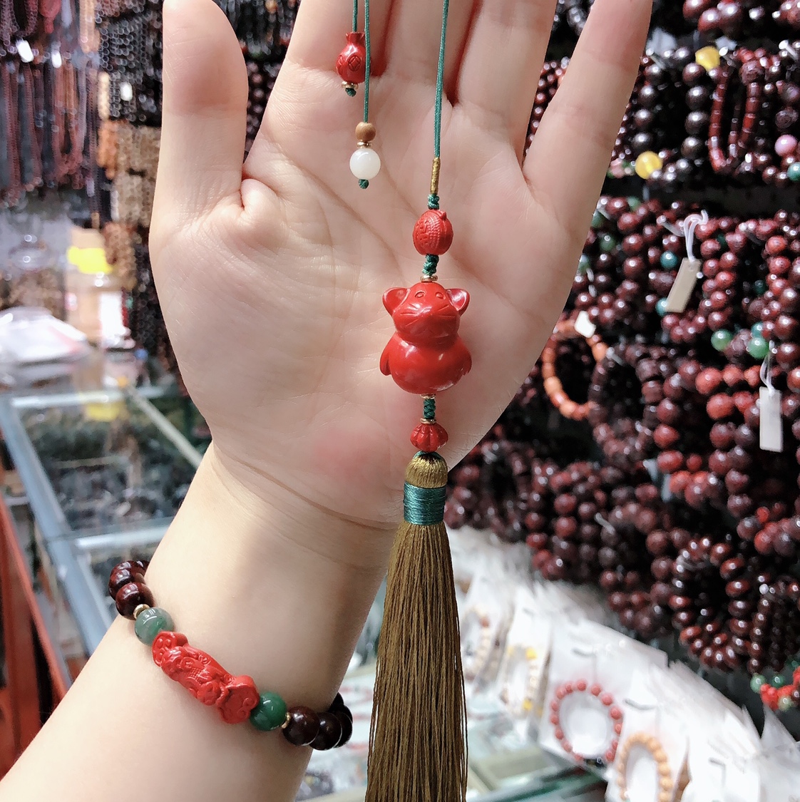 Handcrafted cinnabar pendant