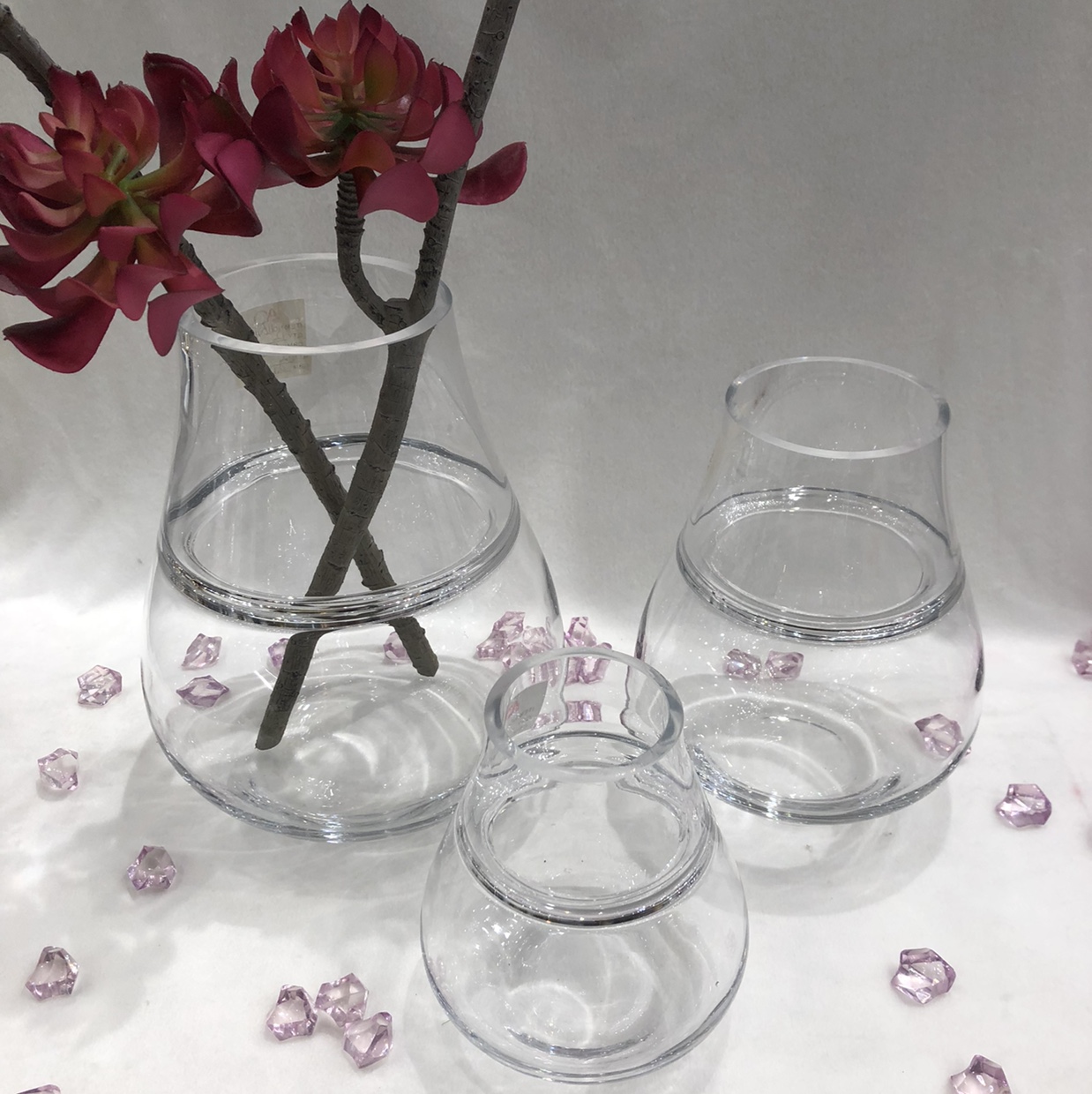 Hydroponic succulent flower glass transparent vase Living room dry flower glass flower thumbnail