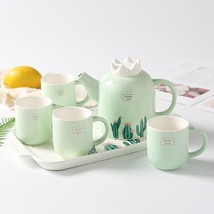 仙人掌陶瓷冷水壶聚会家用创意菠萝头盖带托盘花茶具定制茶具套装批发