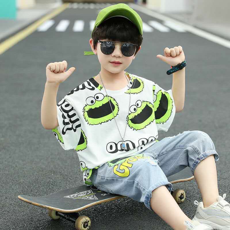 男童夏装套装中大童帅气儿童短袖洋气2020夏季新款童装撞色两件套