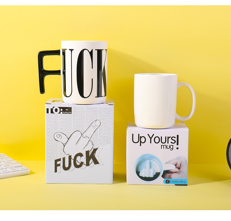 创意大容量法克陶瓷杯*UCK字母马克杯个性潮流时尚家用办公室水杯详情11