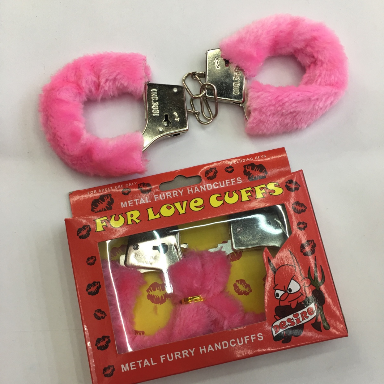 Box of pink plush handcuffs thumbnail