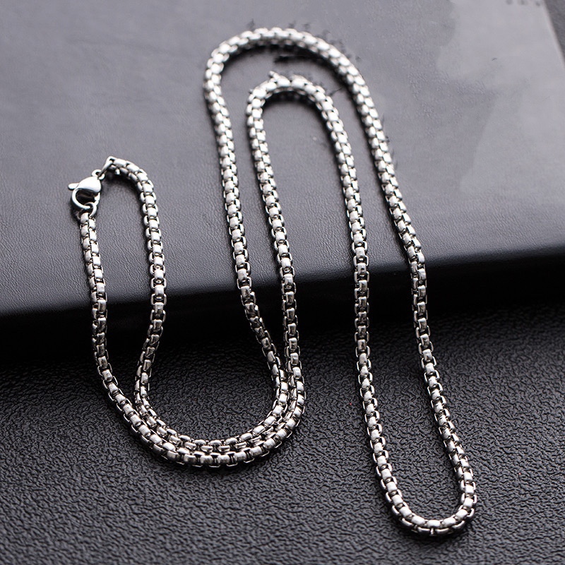 Fashion retro trend pearl titanium steel necklace personality men and women lovers with chain accessories