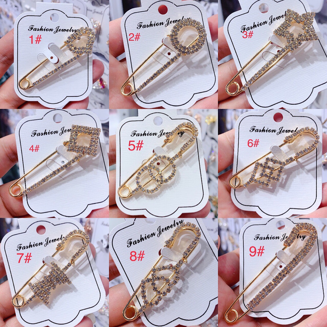 Rhinestone brooch female anti - exposure button clothing cardigan small pin Korea versatile corsage accessories thumbnail