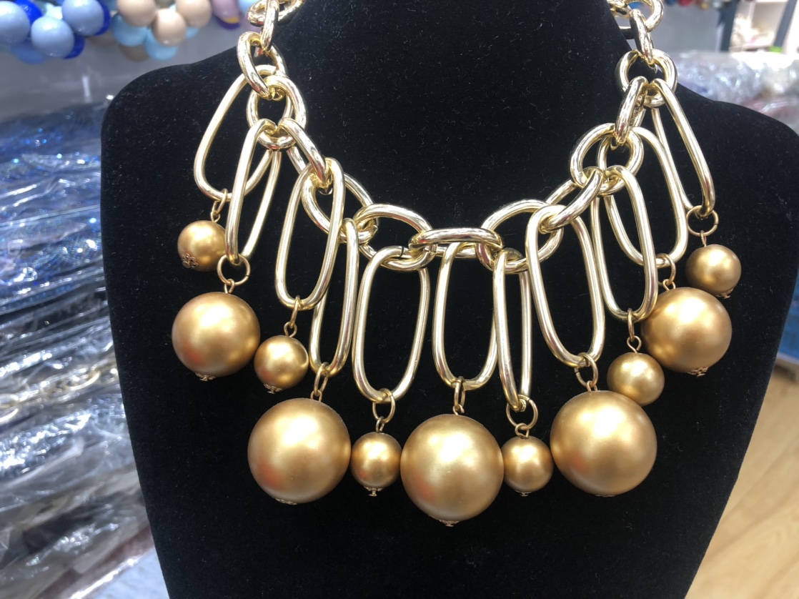 European and American Exaggerated necklace matte necklace imitation bead necklace (multi-color optional) thumbnail