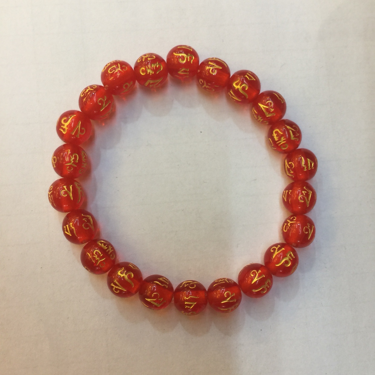 Red hand beads with six characters details Picture