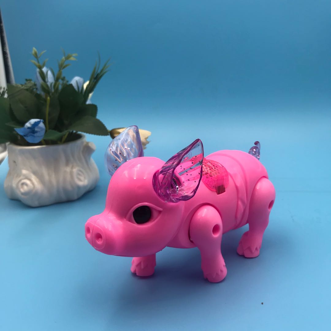 电动牵绳小猪 电动猪 音乐小猪灯光电动牵绳福猪