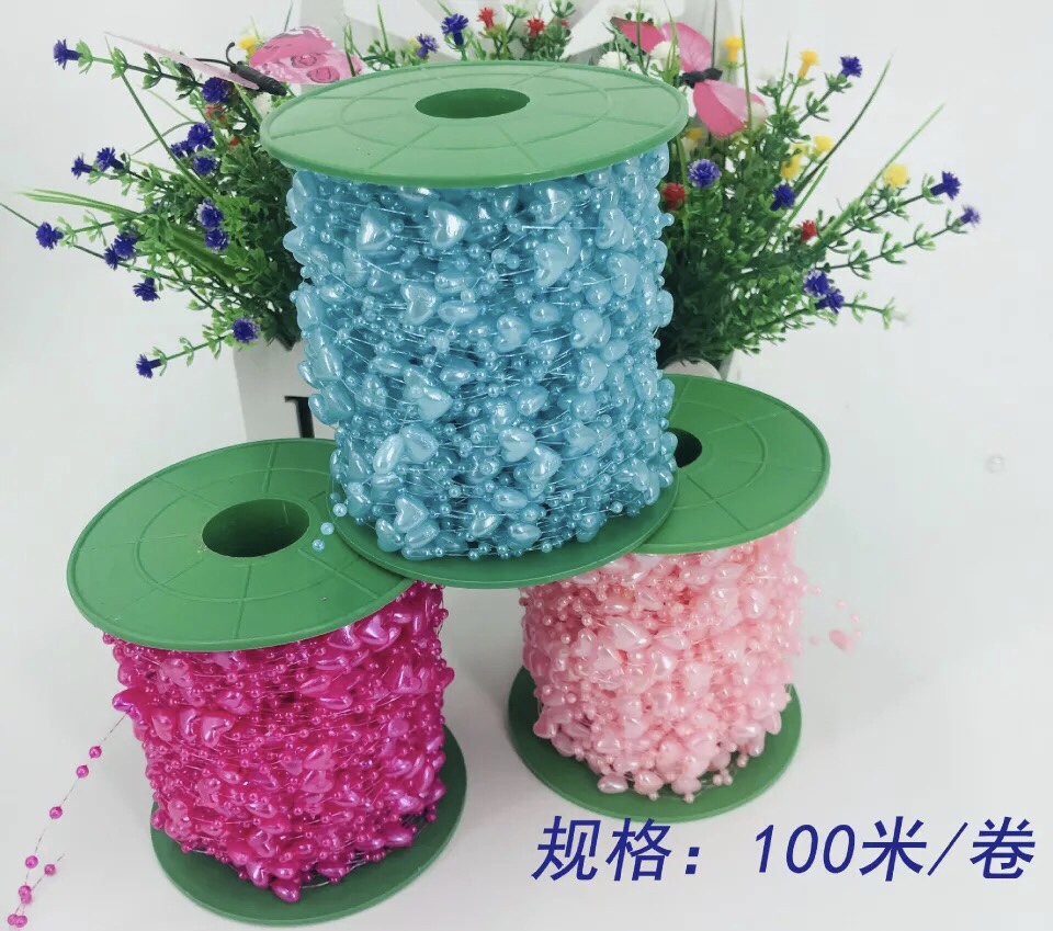 Direct selling 9x9 peach heart fishing line wire bead 60 meters, stage wedding, headdress, Christmas decoration accessories thumbnail
