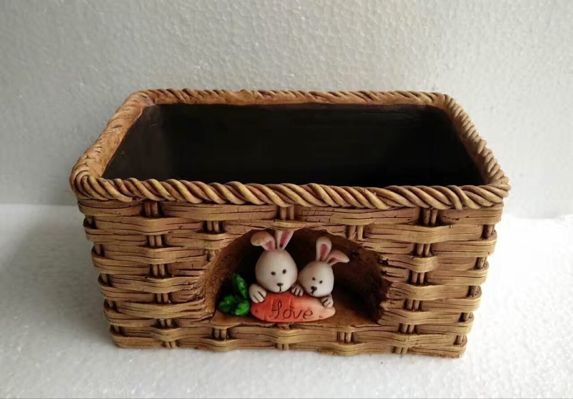 Imitation bamboo with small animal popular craft flowerpot thumbnail