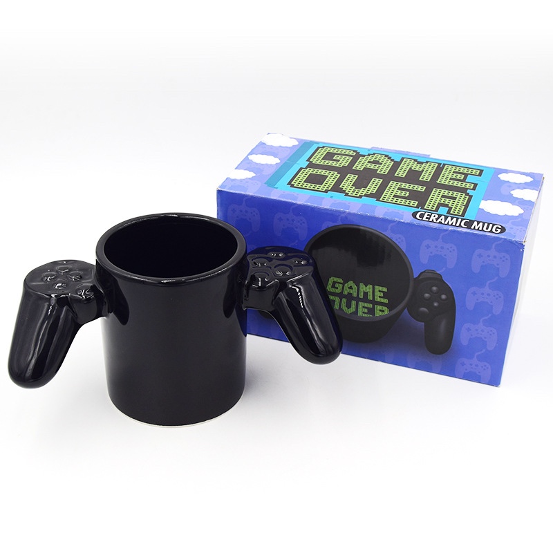 game over 游戏手柄陶瓷咖啡杯创意游戏机茶杯白底实物图