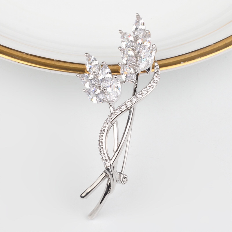 High-end zircon fresh wheat ear brooch Specification image