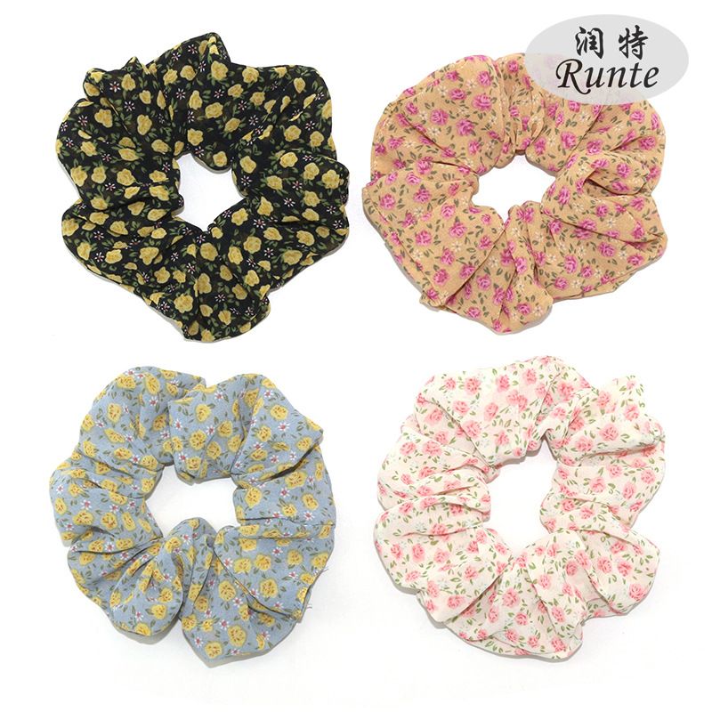 New Japanese and Korean version fabric large intestine hair tie hair tie chiffon floral large intestine hair tie women's hair accessory