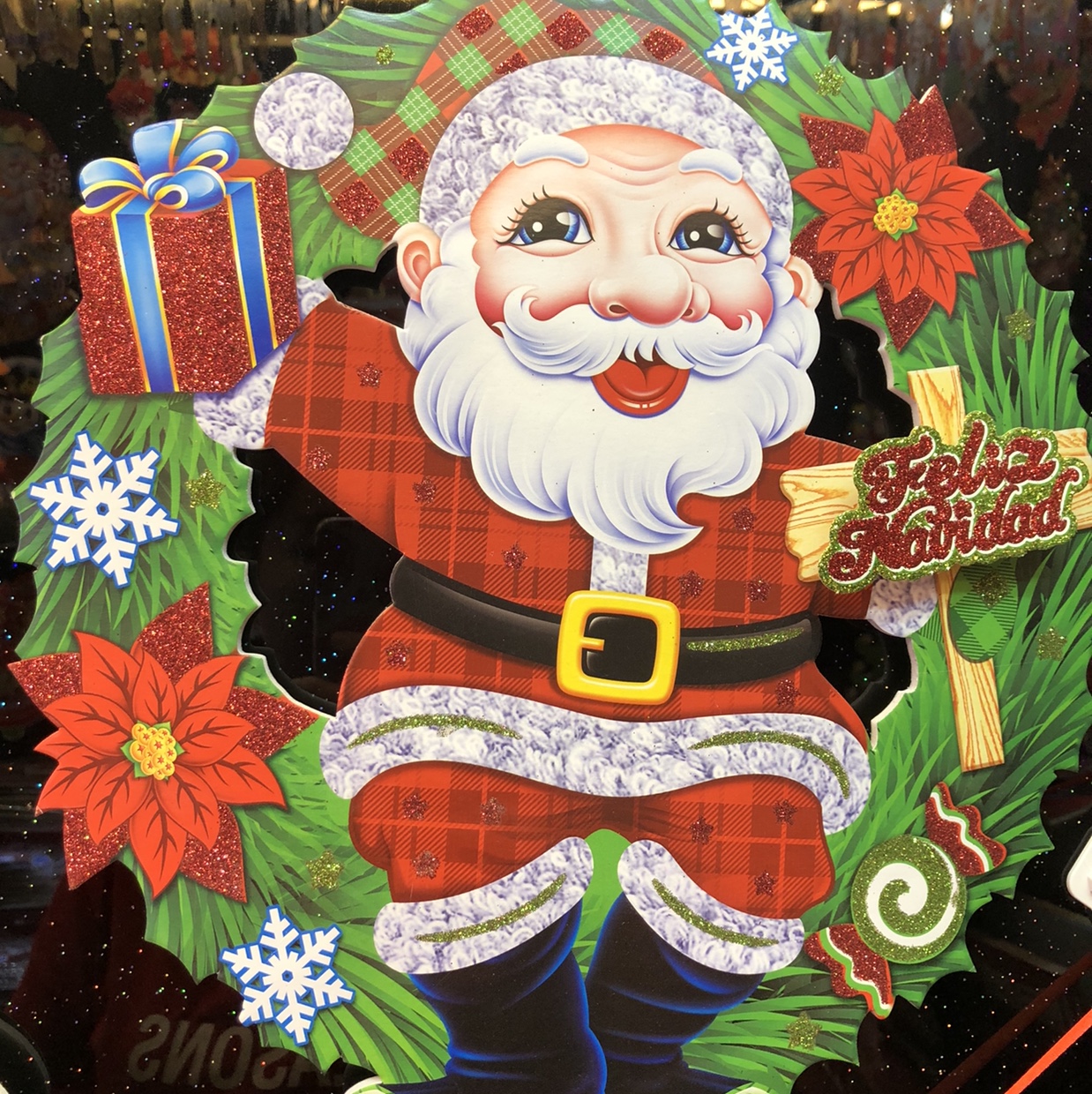 泡沫—大号的圣诞老人花环图