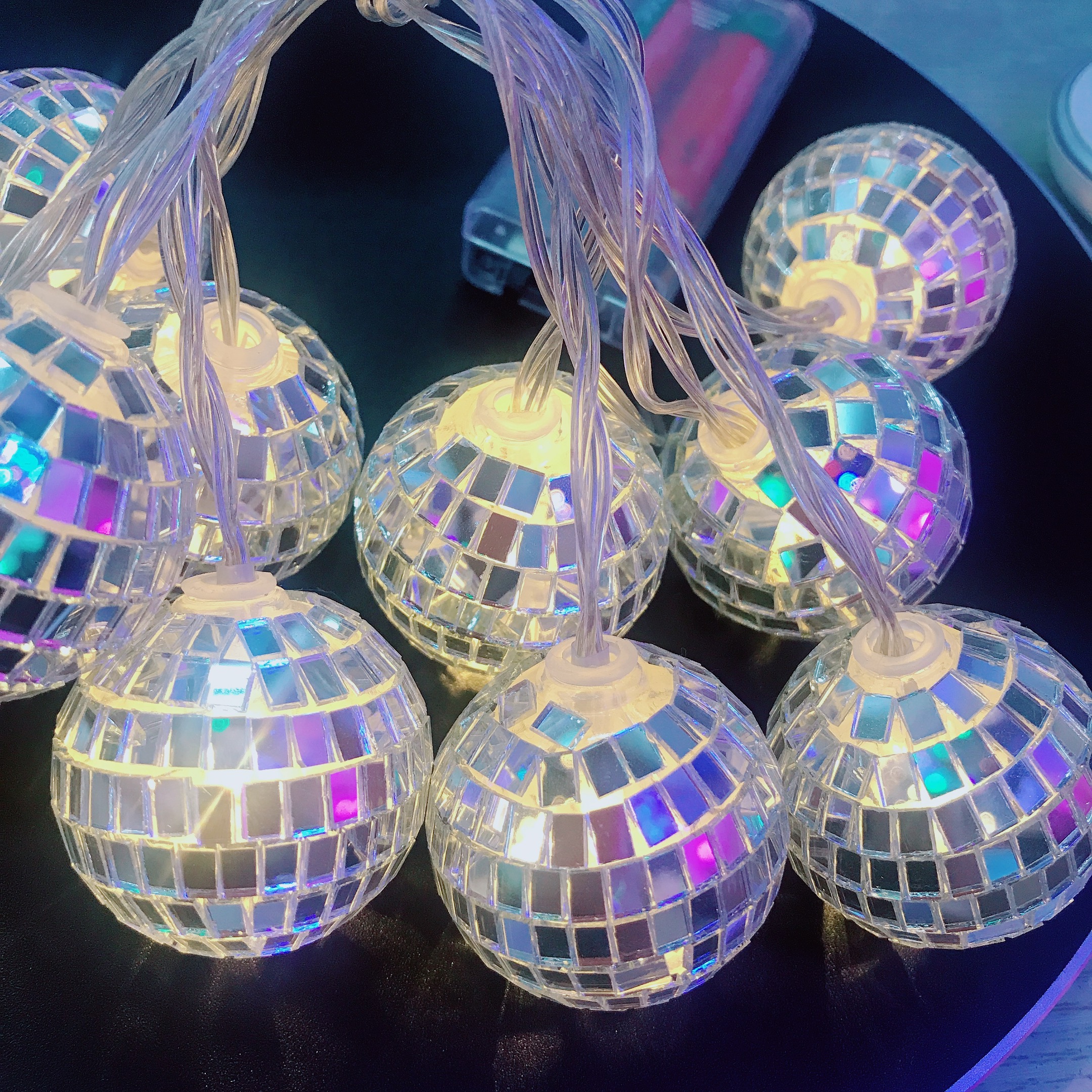 新款镭射球圆球镜面KTV造型灯串led彩灯生日派对氛围灯详情图4