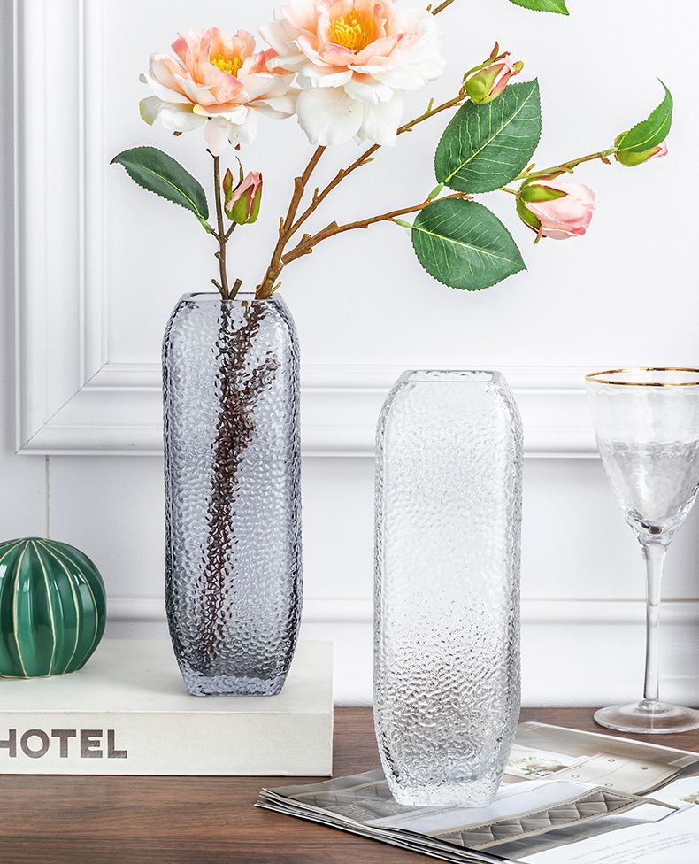 北欧玻璃珍珠花瓶摆件透明客厅干花装饰插花手工细长彩色大号创意