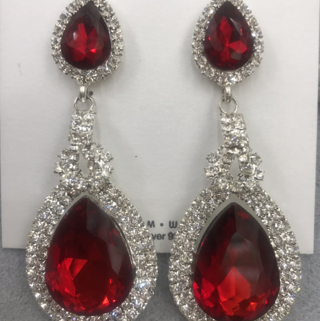 Bright red inlaid earrings details Picture