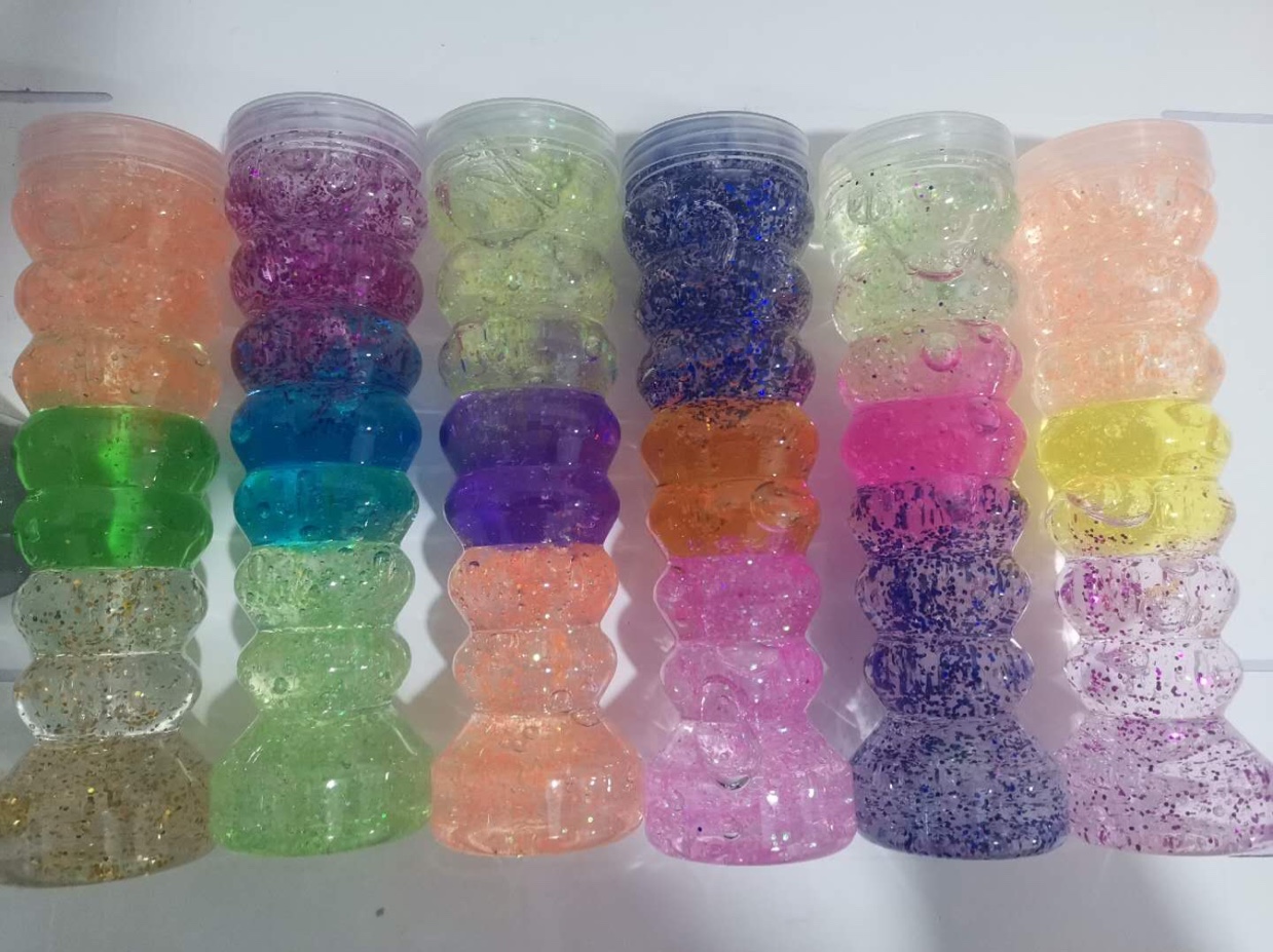 Crystal Slime Set Safe, non-toxic, creative, DIY handmade materials transparent rubber colored clay pagoda gold powder three colors thumbnail