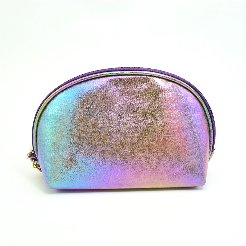 Hot-selling embroidery beauty fish tail semi-round bag, rainbow crack cosmetic bag, cartoon phantom color handbag in foreign trade details Picture