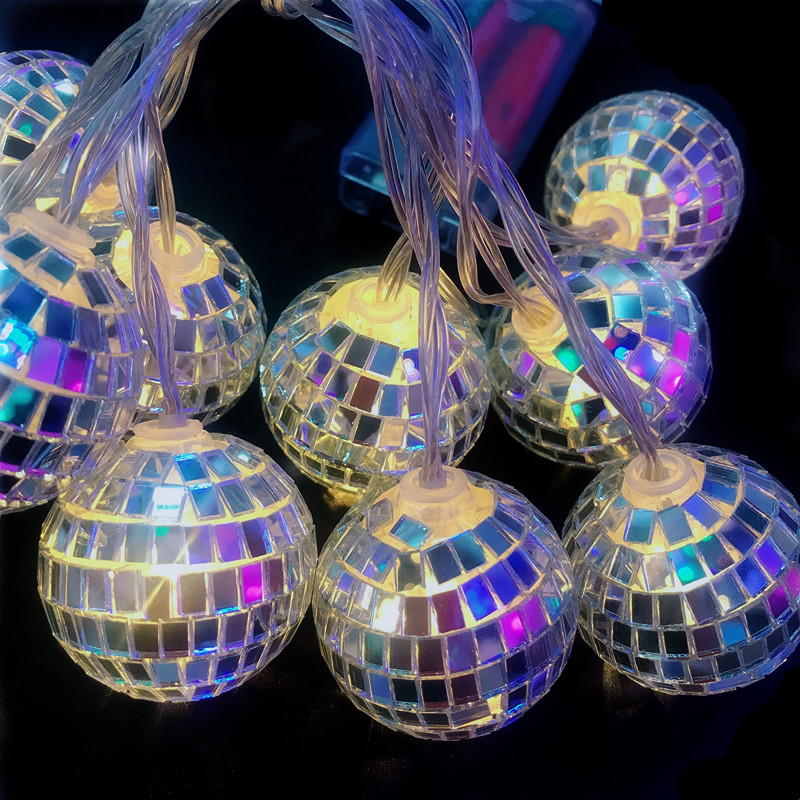 新款镭射球圆球镜面KTV造型灯串led彩灯生日派对氛围灯详情图3