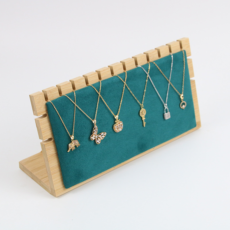 Bamboo and wood deer skin microfiber necklace display stand