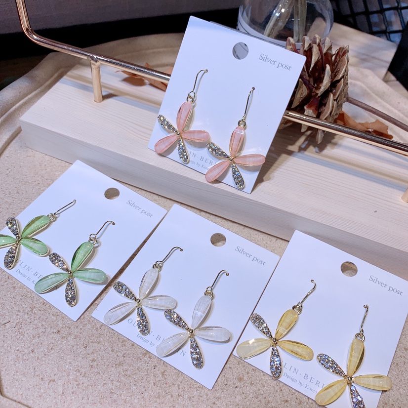 Coloured glaze flower earrings